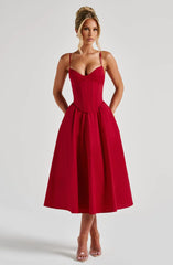 Mariella Midi Dress - Red