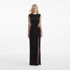 Black Velvet Sleeveless Gown