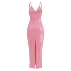 Blush Sequin Cami Midi Gown
