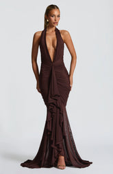 Janessa Maxi Dress - Plum Brown