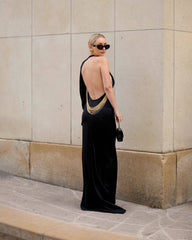 Black One-Shoulder Midi Gown