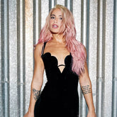 Black Structured Bustier Skinny Jumpsuit with Adjustable Straps