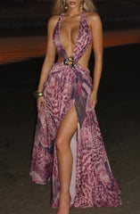 Indianna Maxi Dress - Magenta Orchid Print