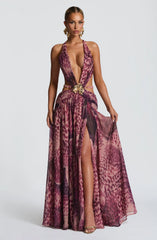 Indianna Maxi Dress - Magenta Orchid Print