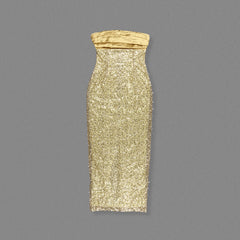 Glam Gold Sequin Strapless Gown: Slit Maxi Dress for Red Carpet & Gala