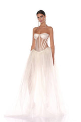 Ivory Strapless Corset Tulle Gown