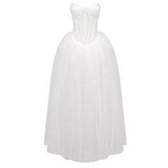 Ivory Strapless Corset Tulle Gown