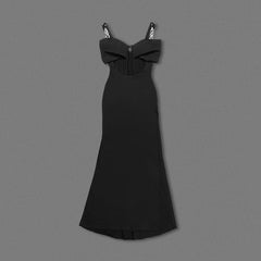 Black Cutout Bow-Accent Gown