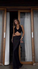 Satin Halter Two-Piece Gown