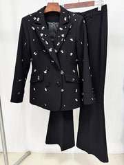 Luxury Black Satin Mermaid Evening Gown with Beaded Sweetheart Neckline