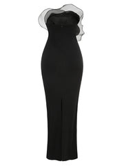 Black Off-Shoulder Ruffle Mermaid Gown