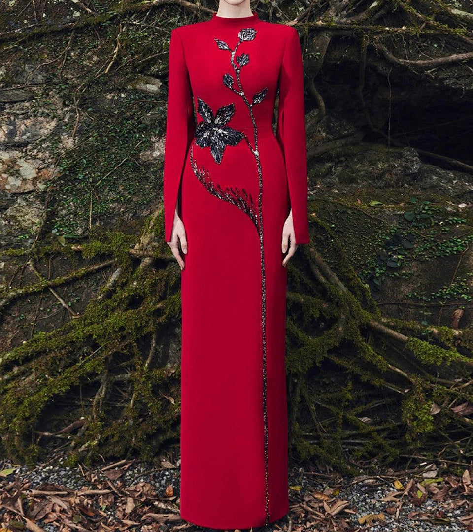 Luxury Black Satin A-Line Evening Gown with Beaded Sweetheart Neckline