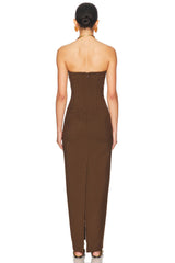 Espresso Brown Strapless Corset Maxi Gown