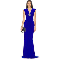 Royal Blue Ruched Mermaid Gown