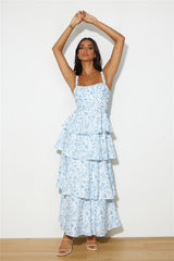 Energetic and fun printed maxi dress; a relaxed, vacation-style dress.