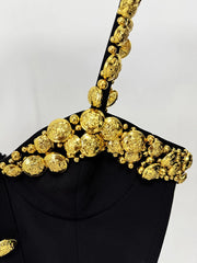 Black Mermaid Satin Evening Gown with Sequin Embellishments