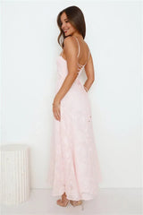 Soft pink beach-style floor-length dress