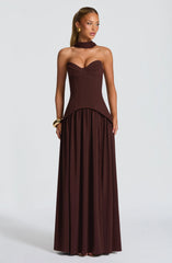 Vietta Maxi Dress - Plum Brown