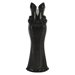 Black Sequin Plunging V-Neck Mermaid Gown