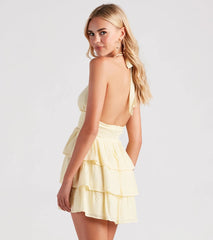 Sunset-inspired, ruffled A-line mini skirt