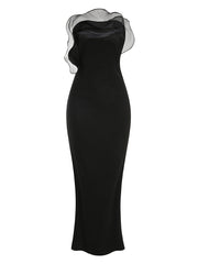 Black Off-Shoulder Ruffle Mermaid Gown