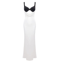 Black & White Contrast Satin Mermaid Gown