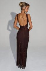Petra Maxi Dress - Plum Brown