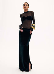 Black Sheer & Velvet Two-Piece Gown