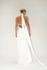 Satin Halter Column Gown