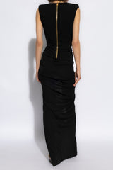 Black Double-Breasted Gold Button Gown