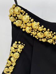 Black Mermaid Satin Evening Gown with Sequin Embellishments