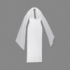 Halter Sheer-Overlay Gown