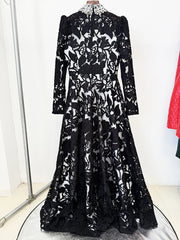 Luxury Black Satin Mermaid Evening Gown with Beading