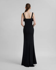 Black Cutout Bow-Accent Gown